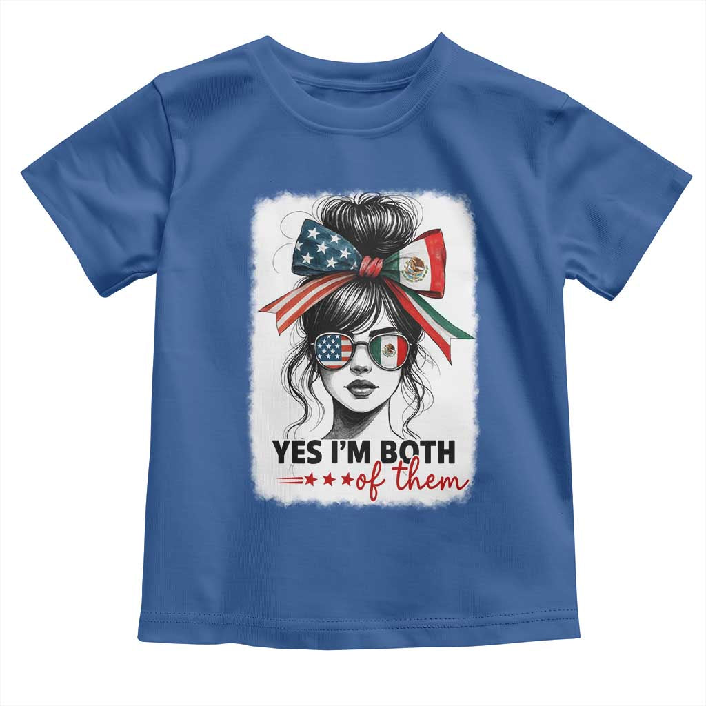 American Mexican Roots Toddler T Shirt Messy Bun Mexico America Half American Flag - Wonder Print Shop