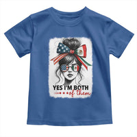 American Mexican Roots Toddler T Shirt Messy Bun Mexico America Half American Flag - Wonder Print Shop