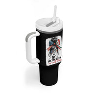 American Mexican Roots Tumbler With Handle Messy Bun Mexico America Half American Flag - Wonder Print Shop