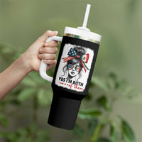 American Mexican Roots Tumbler With Handle Messy Bun Mexico America Half American Flag - Wonder Print Shop