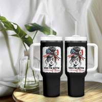 American Mexican Roots Tumbler With Handle Messy Bun Mexico America Half American Flag - Wonder Print Shop