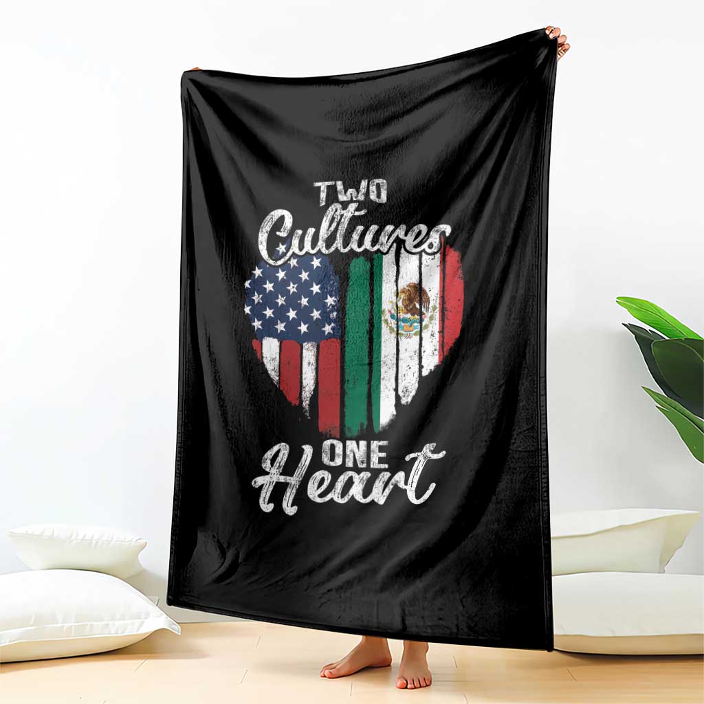 Mexican Roots Throw Blanket Mexican American Flag Two Cultures One Heart - Wonder Print Shop