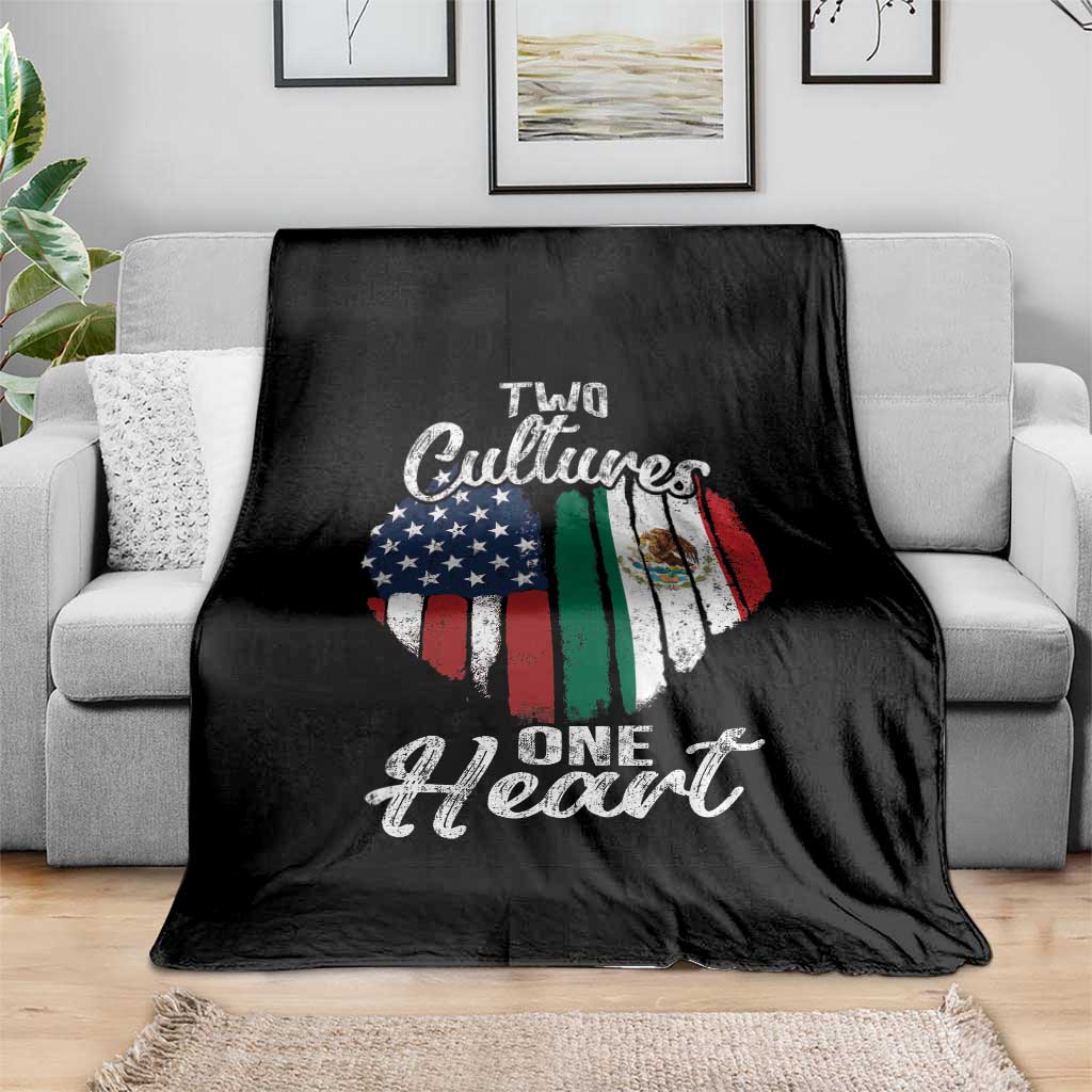 Mexican Roots Throw Blanket Mexican American Flag Two Cultures One Heart - Wonder Print Shop