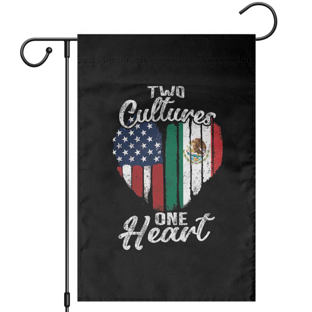 Mexican Roots Garden Flag Mexican American Flag Two Cultures One Heart - Wonder Print Shop