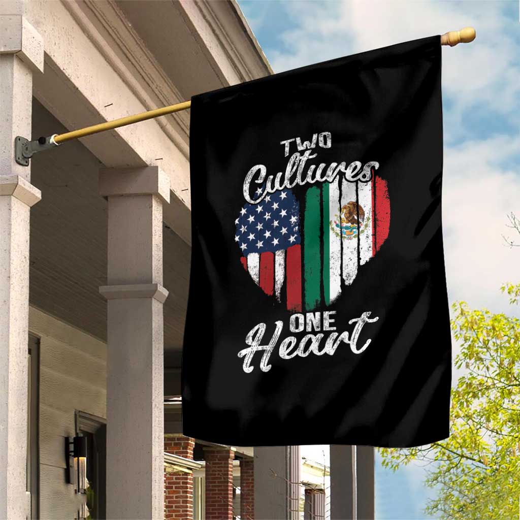 Mexican Roots Garden Flag Mexican American Flag Two Cultures One Heart - Wonder Print Shop