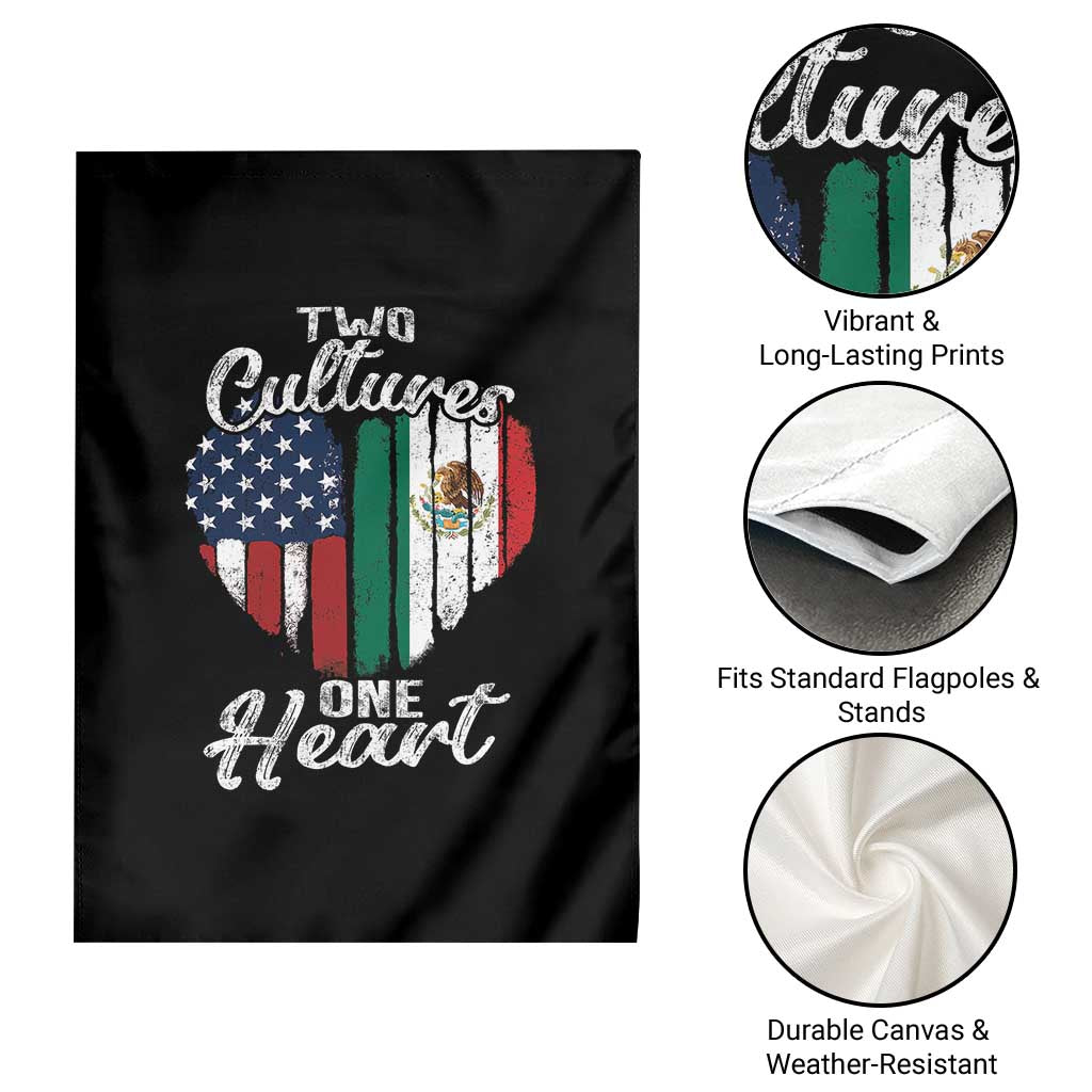 Mexican Roots Garden Flag Mexican American Flag Two Cultures One Heart - Wonder Print Shop