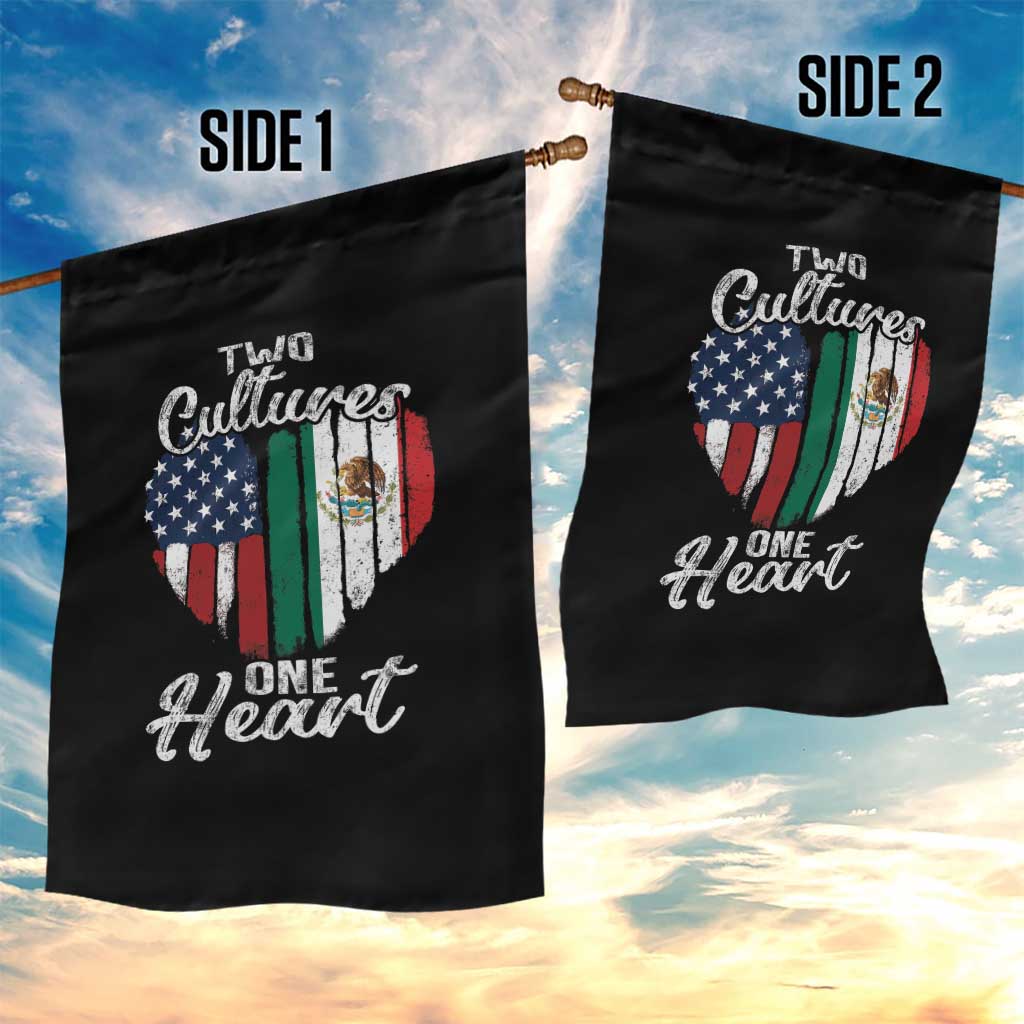 Mexican Roots Garden Flag Mexican American Flag Two Cultures One Heart - Wonder Print Shop
