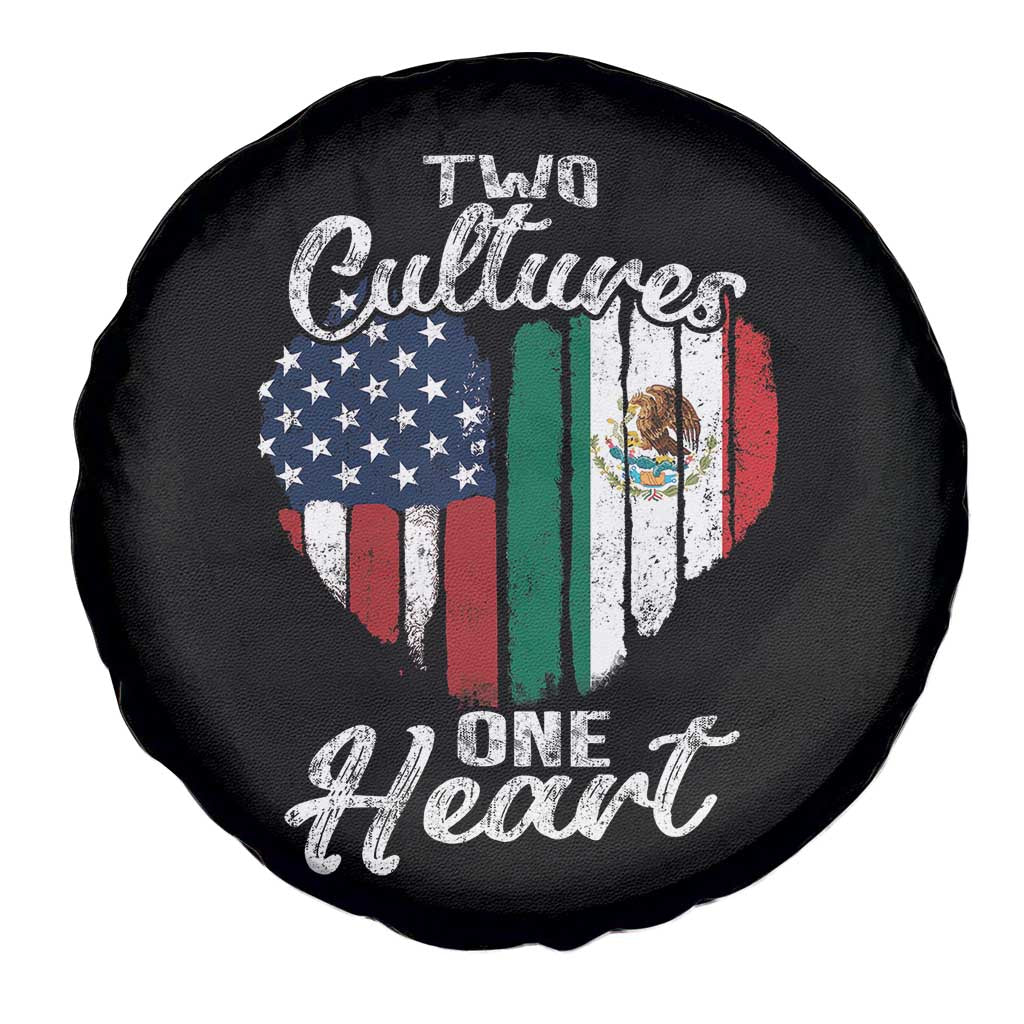 Mexican Roots Spare Tire Cover Mexican American Flag Two Cultures One Heart - Wonder Print Shop
