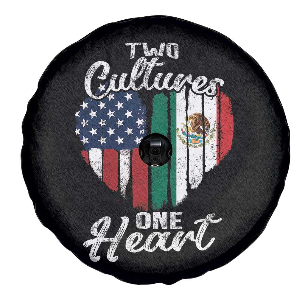 Mexican Roots Spare Tire Cover Mexican American Flag Two Cultures One Heart - Wonder Print Shop