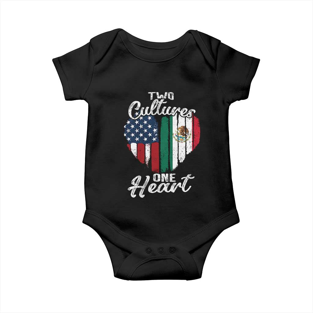 Mexican Roots Baby Onesie Mexican American Flag Two Cultures One Heart - Wonder Print Shop
