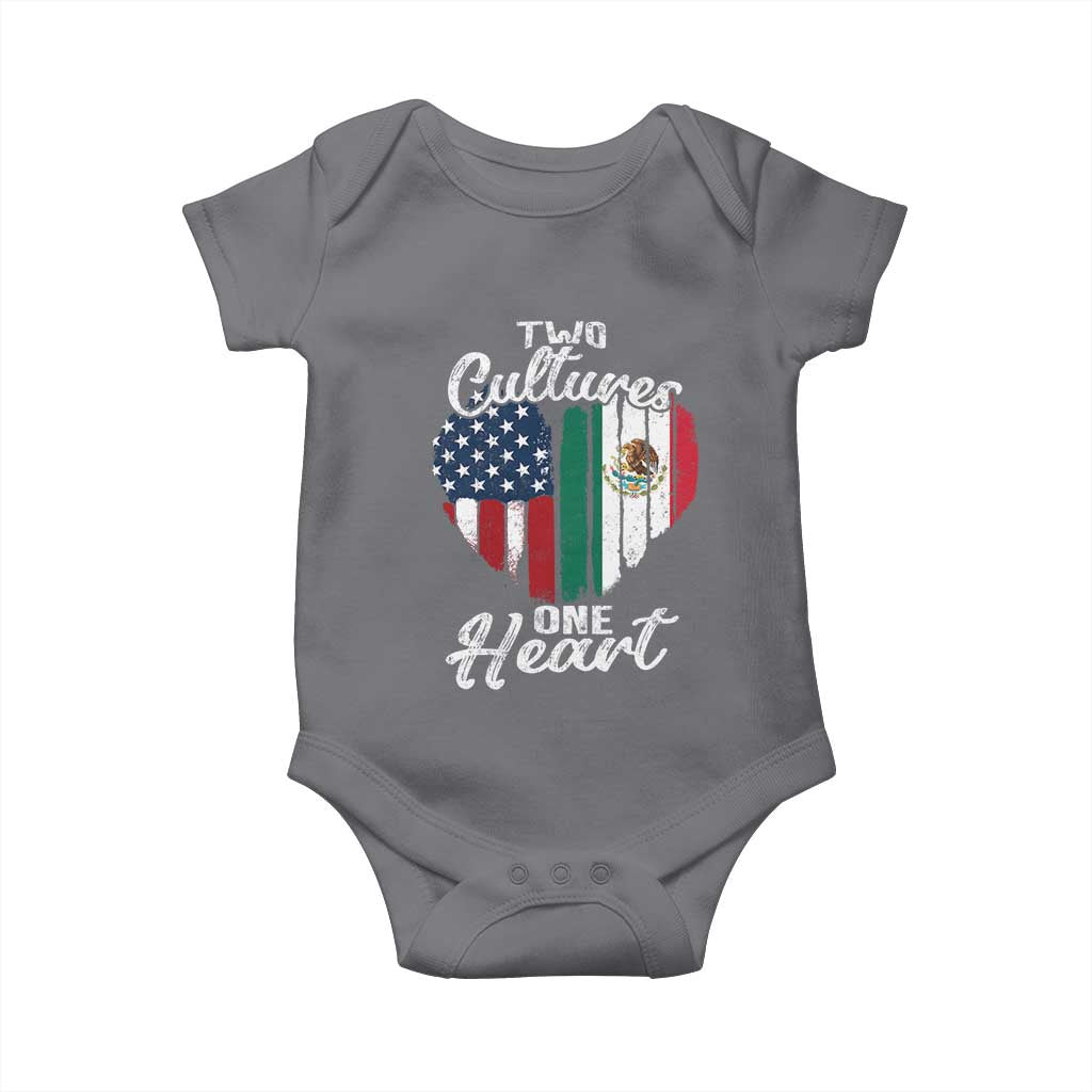 Mexican Roots Baby Onesie Mexican American Flag Two Cultures One Heart - Wonder Print Shop