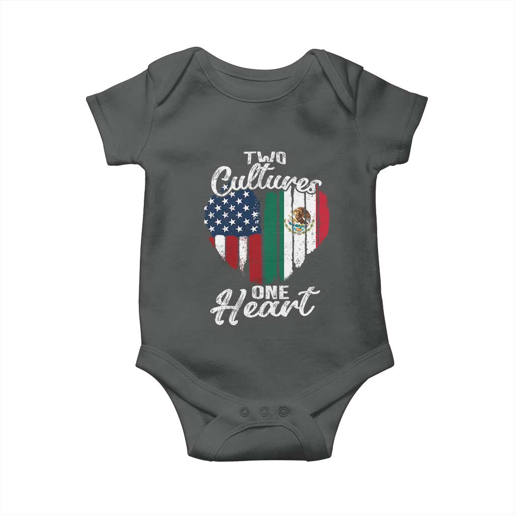 Mexican Roots Baby Onesie Mexican American Flag Two Cultures One Heart - Wonder Print Shop