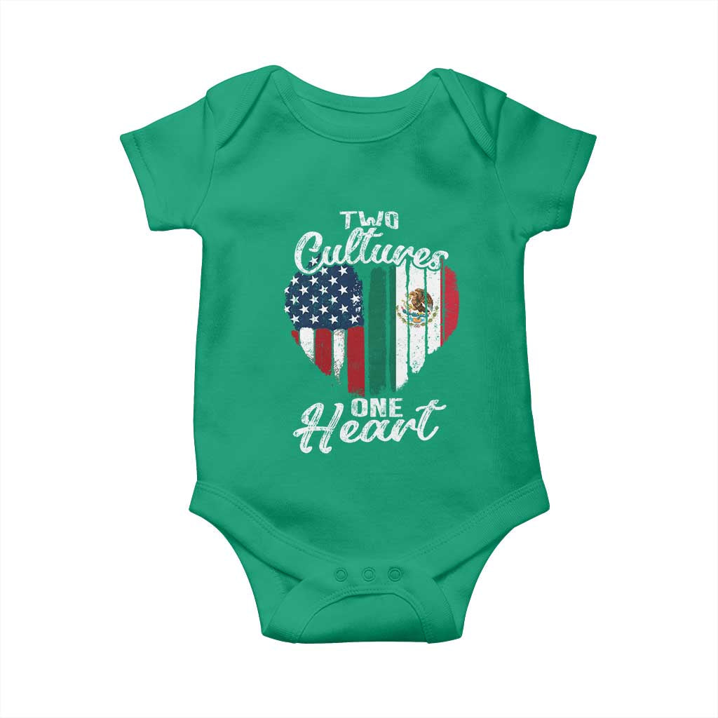Mexican Roots Baby Onesie Mexican American Flag Two Cultures One Heart - Wonder Print Shop