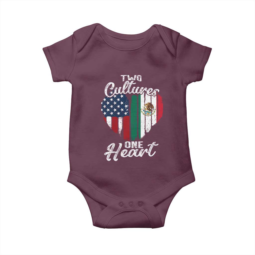 Mexican Roots Baby Onesie Mexican American Flag Two Cultures One Heart - Wonder Print Shop