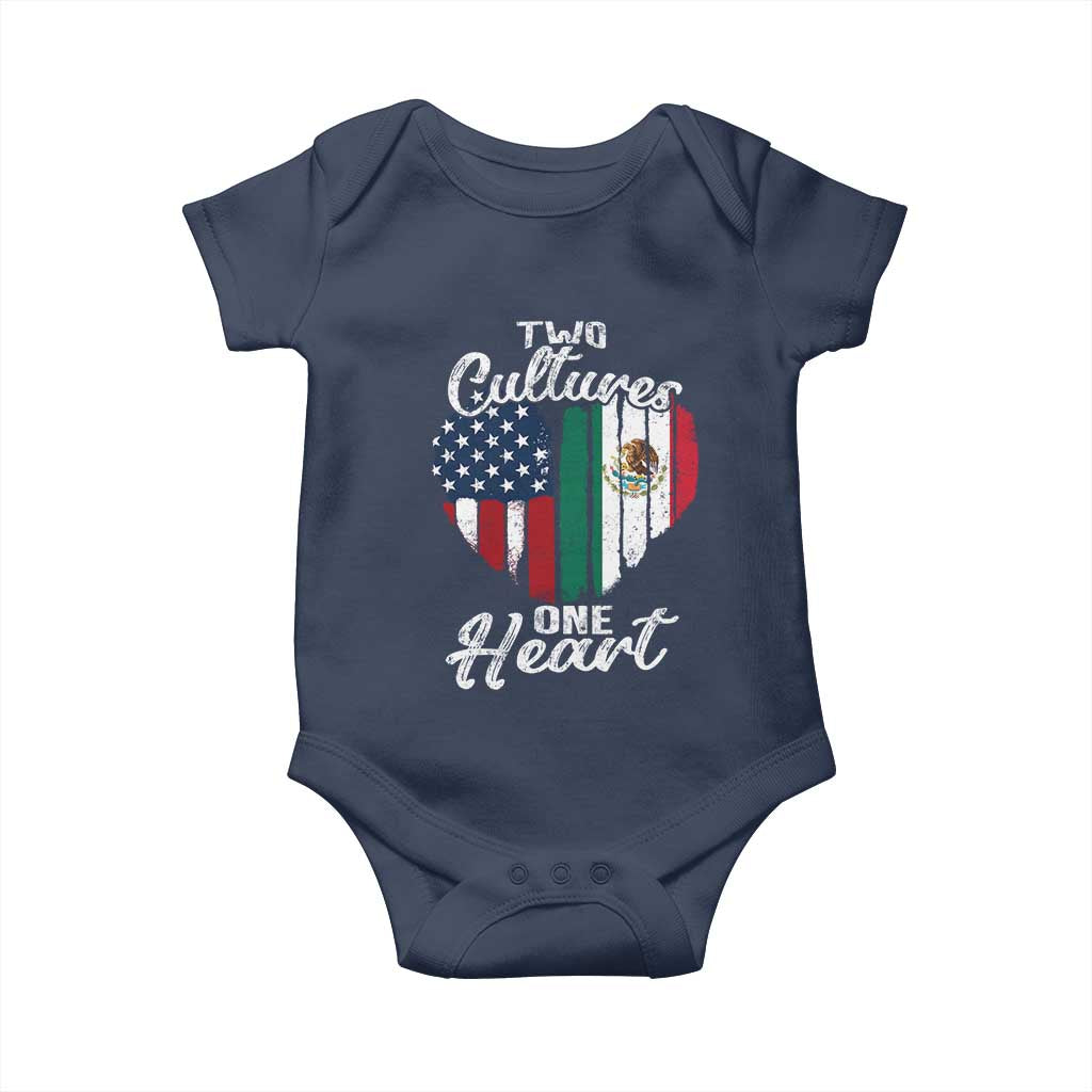Mexican Roots Baby Onesie Mexican American Flag Two Cultures One Heart - Wonder Print Shop