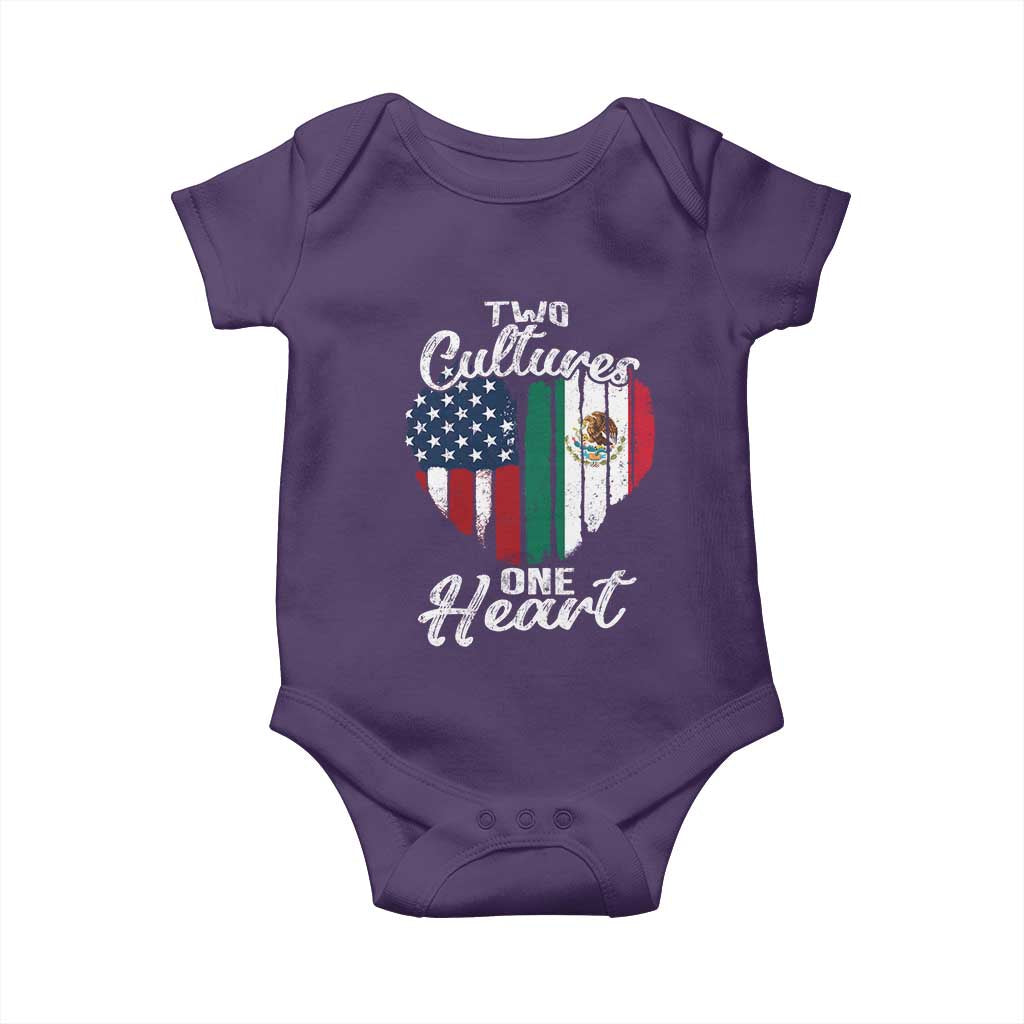 Mexican Roots Baby Onesie Mexican American Flag Two Cultures One Heart - Wonder Print Shop