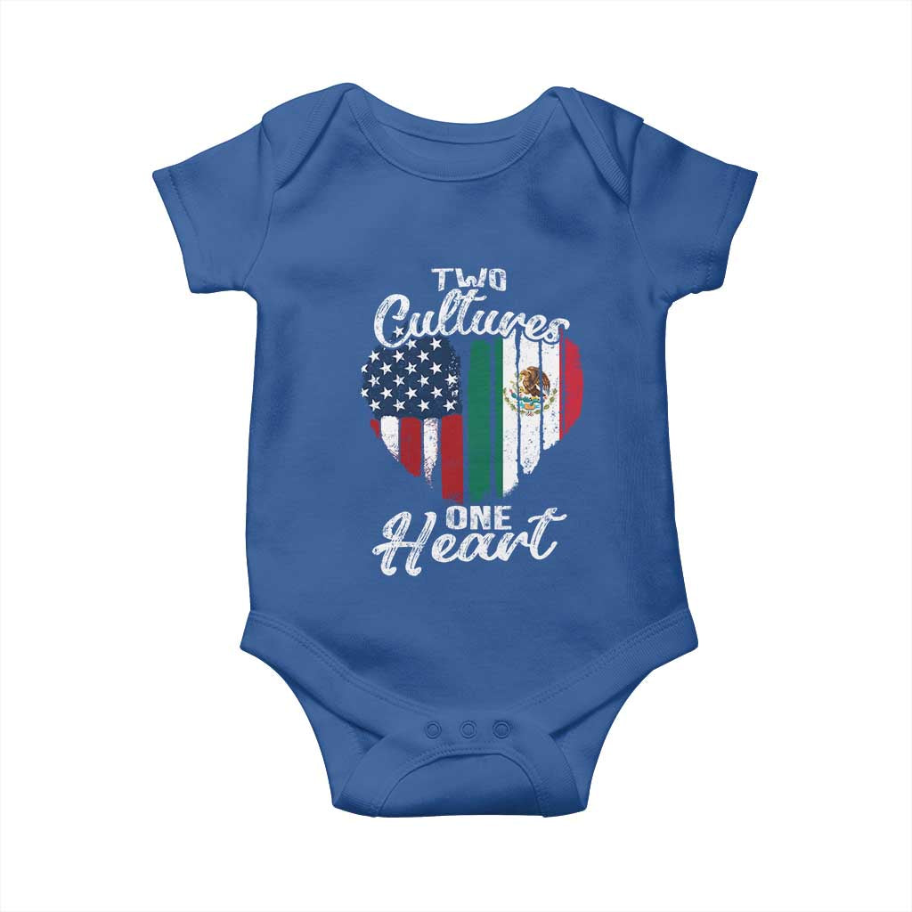 Mexican Roots Baby Onesie Mexican American Flag Two Cultures One Heart - Wonder Print Shop