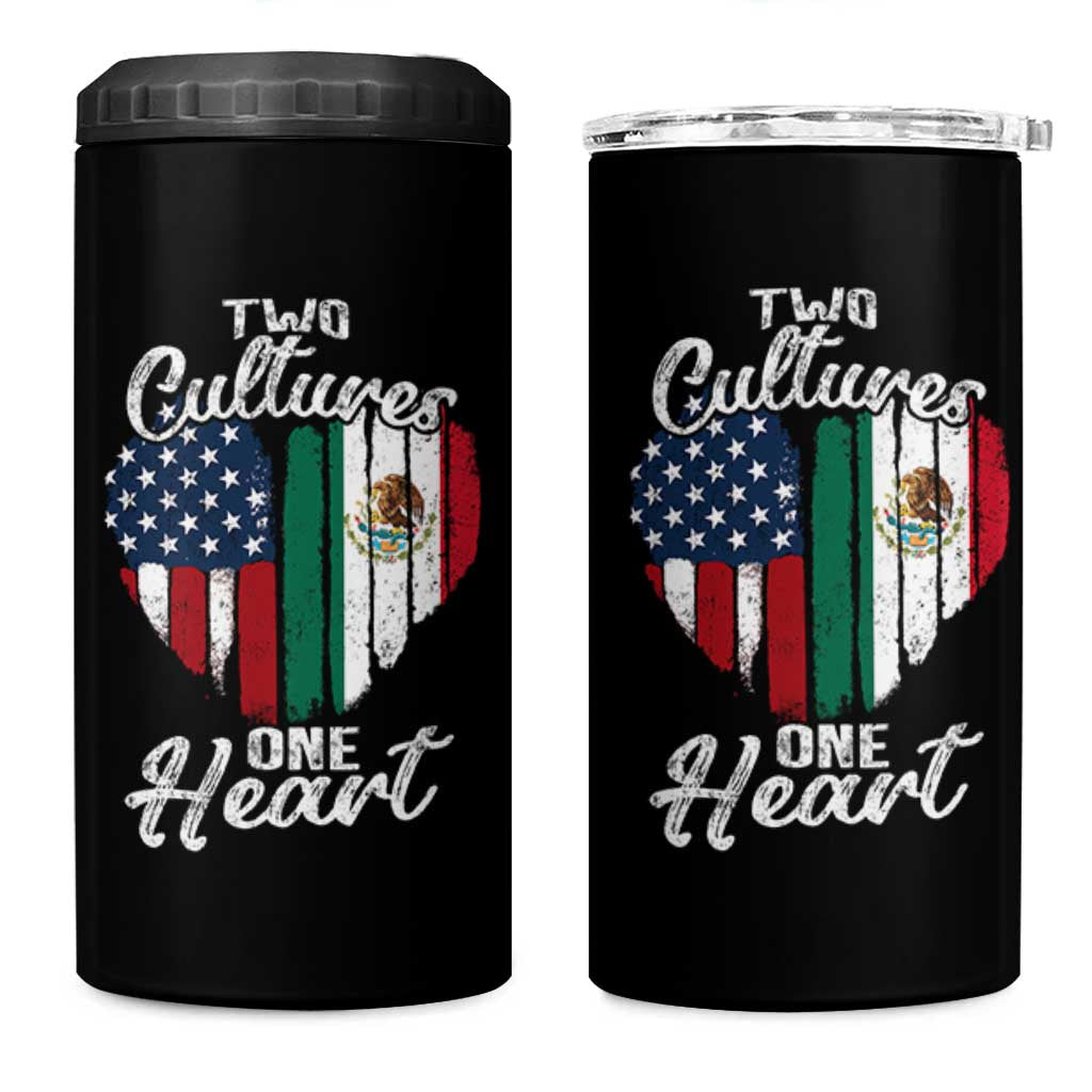 Mexican Roots 4 in 1 Can Cooler Tumbler Mexican American Flag Two Cultures One Heart - Wonder Print Shop