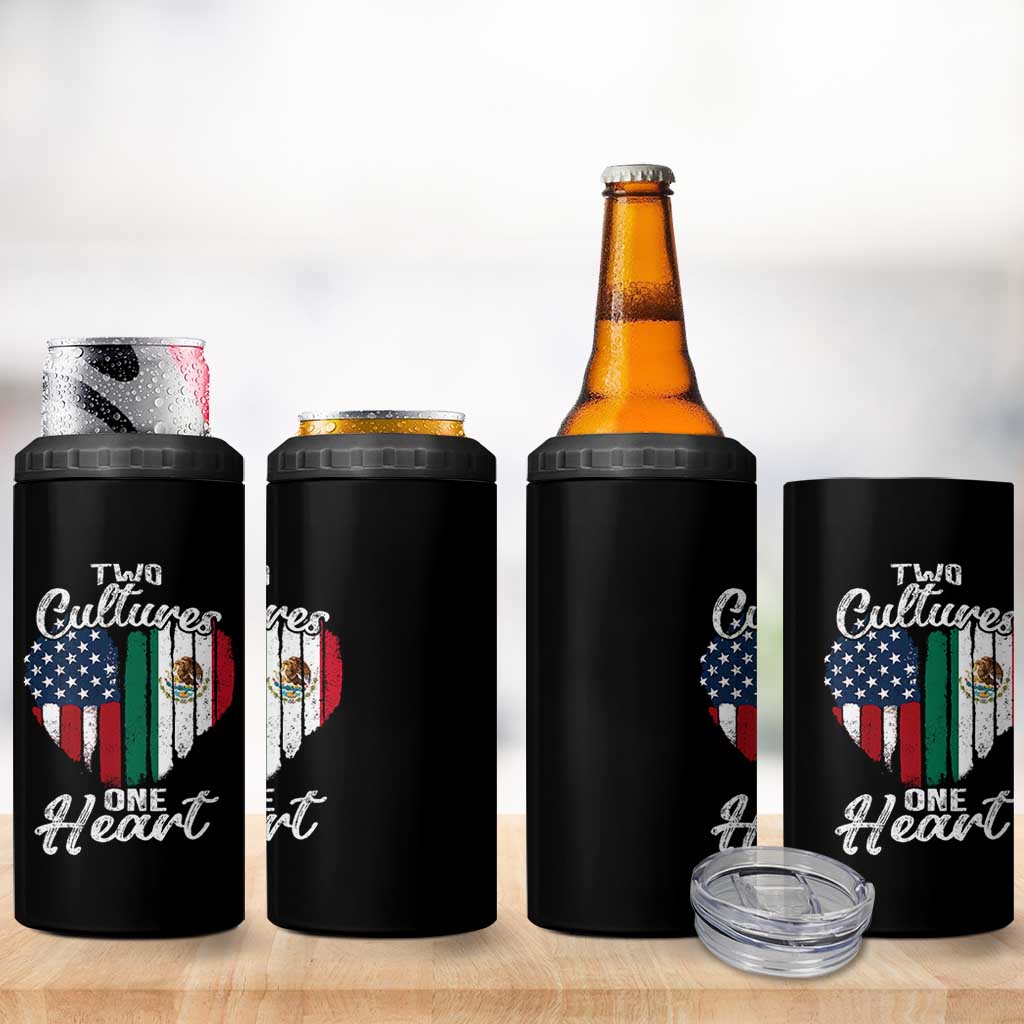 Mexican Roots 4 in 1 Can Cooler Tumbler Mexican American Flag Two Cultures One Heart - Wonder Print Shop