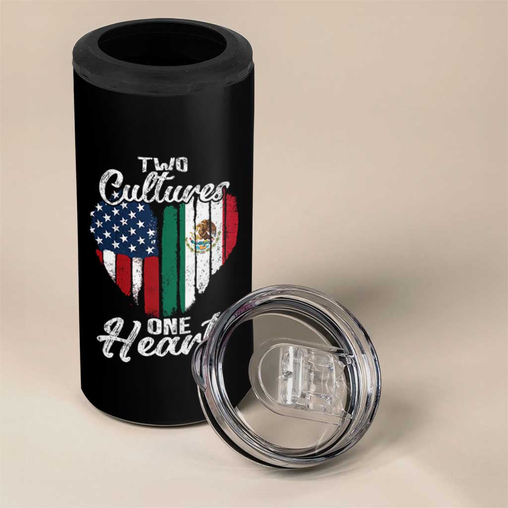 Mexican Roots 4 in 1 Can Cooler Tumbler Mexican American Flag Two Cultures One Heart - Wonder Print Shop