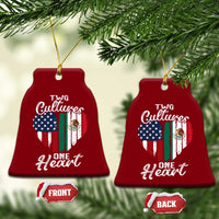 Mexican Roots Ceramic Ornament Mexican American Flag Two Cultures One Heart - Wonder Print Shop