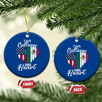 Mexican Roots Ceramic Ornament Mexican American Flag Two Cultures One Heart - Wonder Print Shop