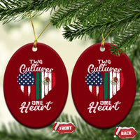 Mexican Roots Ceramic Ornament Mexican American Flag Two Cultures One Heart - Wonder Print Shop