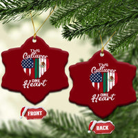 Mexican Roots Ceramic Ornament Mexican American Flag Two Cultures One Heart - Wonder Print Shop