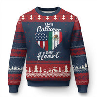 Mexican Roots Ugly Christmas Sweater Mexican American Flag Two Cultures One Heart - Wonder Print Shop