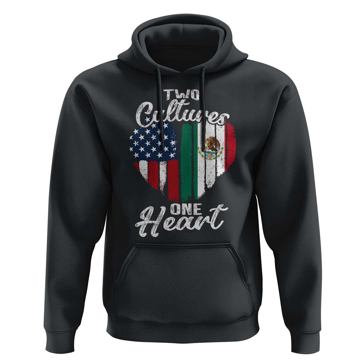 Mexican Roots Hoodie Mexican American Flag Two Cultures One Heart - Wonder Print Shop