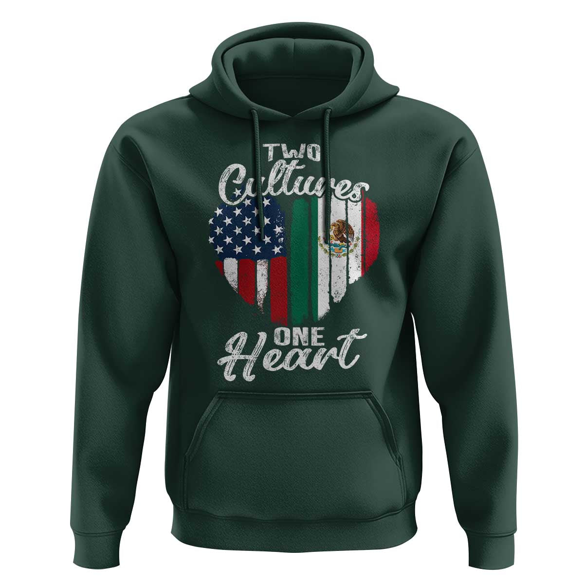 Mexican Roots Hoodie Mexican American Flag Two Cultures One Heart - Wonder Print Shop