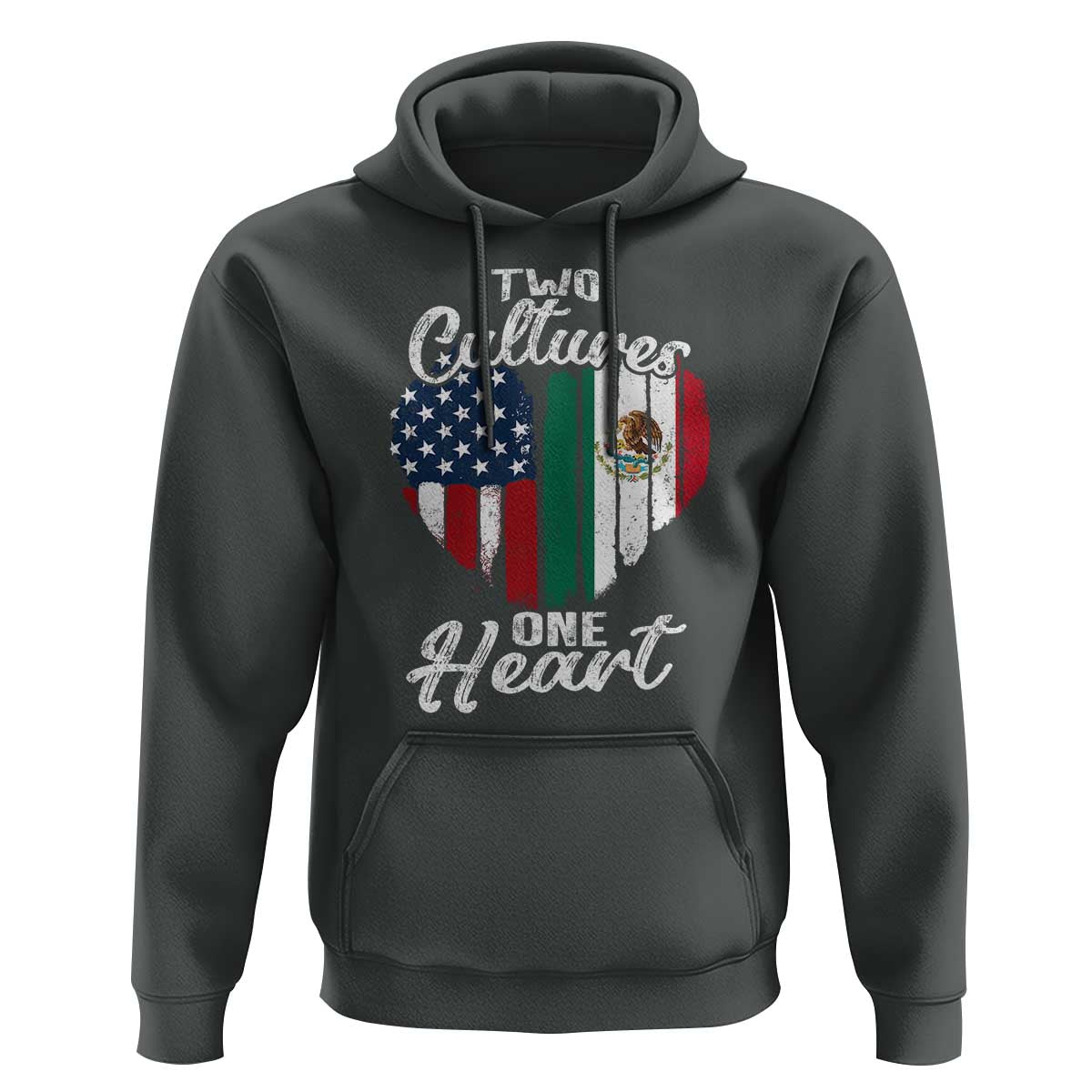 Mexican Roots Hoodie Mexican American Flag Two Cultures One Heart - Wonder Print Shop