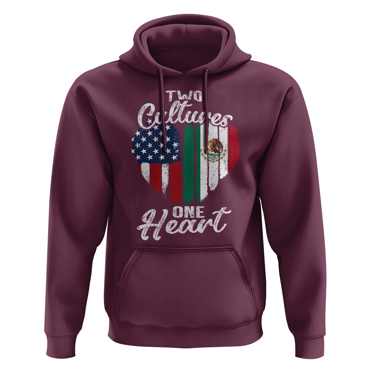 Mexican Roots Hoodie Mexican American Flag Two Cultures One Heart - Wonder Print Shop