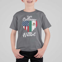 Mexican Roots T Shirt For Kid Mexican American Flag Two Cultures One Heart - Wonder Print Shop