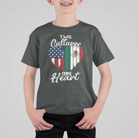 Mexican Roots T Shirt For Kid Mexican American Flag Two Cultures One Heart - Wonder Print Shop