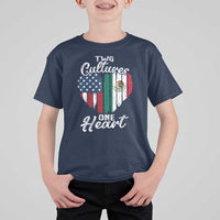 Mexican Roots T Shirt For Kid Mexican American Flag Two Cultures One Heart - Wonder Print Shop