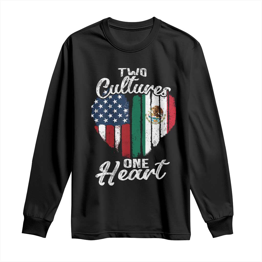 Mexican Roots Long Sleeve Shirt Mexican American Flag Two Cultures One Heart - Wonder Print Shop