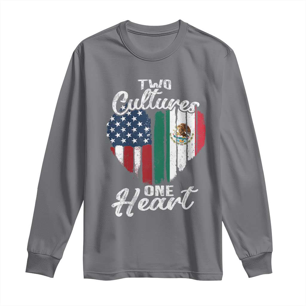 Mexican Roots Long Sleeve Shirt Mexican American Flag Two Cultures One Heart - Wonder Print Shop
