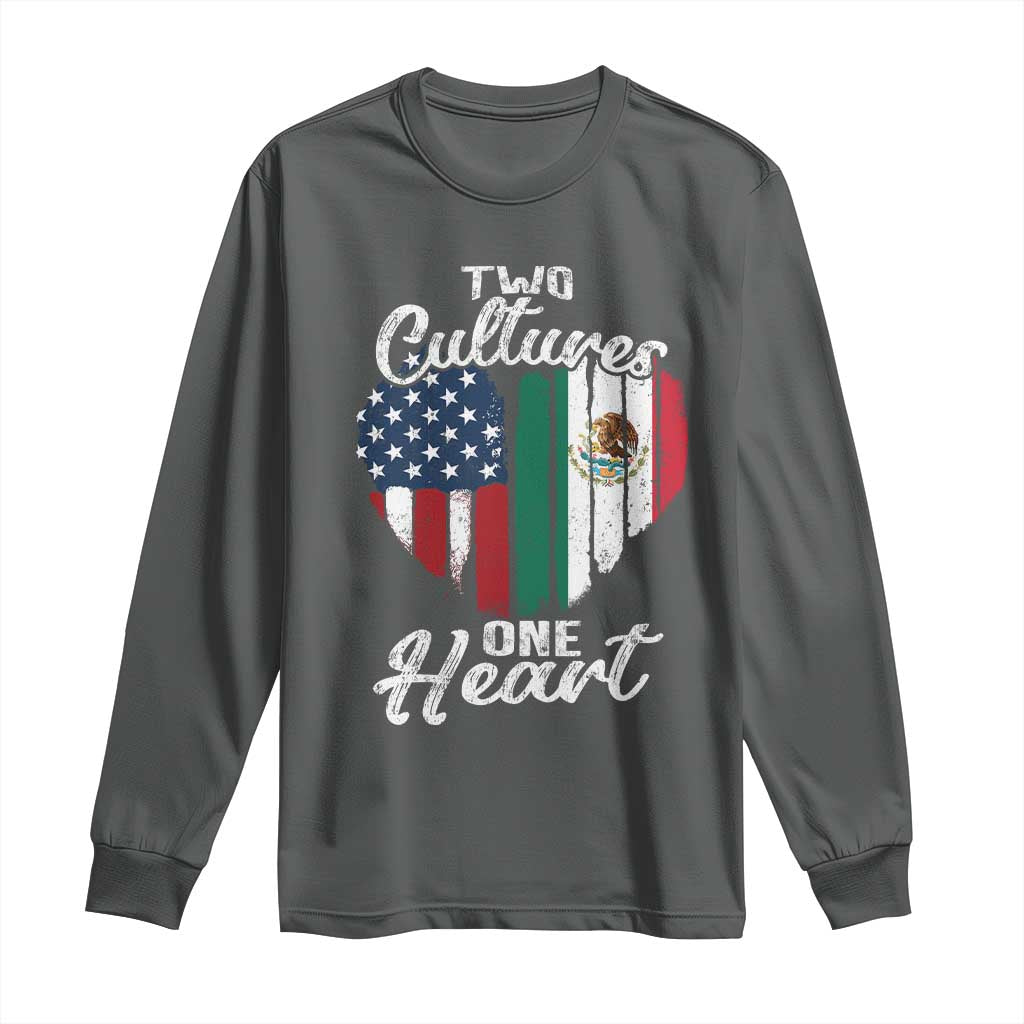 Mexican Roots Long Sleeve Shirt Mexican American Flag Two Cultures One Heart - Wonder Print Shop