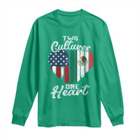 Mexican Roots Long Sleeve Shirt Mexican American Flag Two Cultures One Heart - Wonder Print Shop