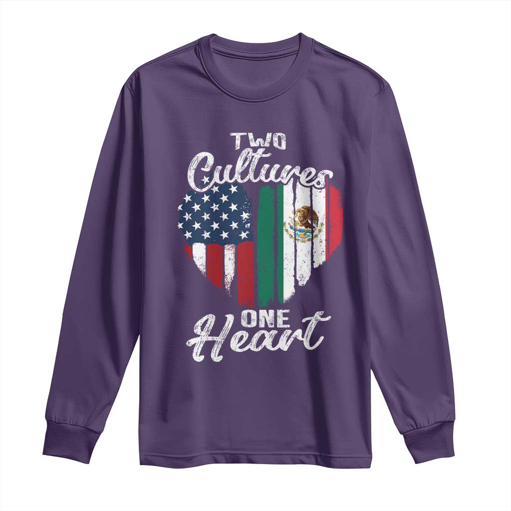 Mexican Roots Long Sleeve Shirt Mexican American Flag Two Cultures One Heart - Wonder Print Shop