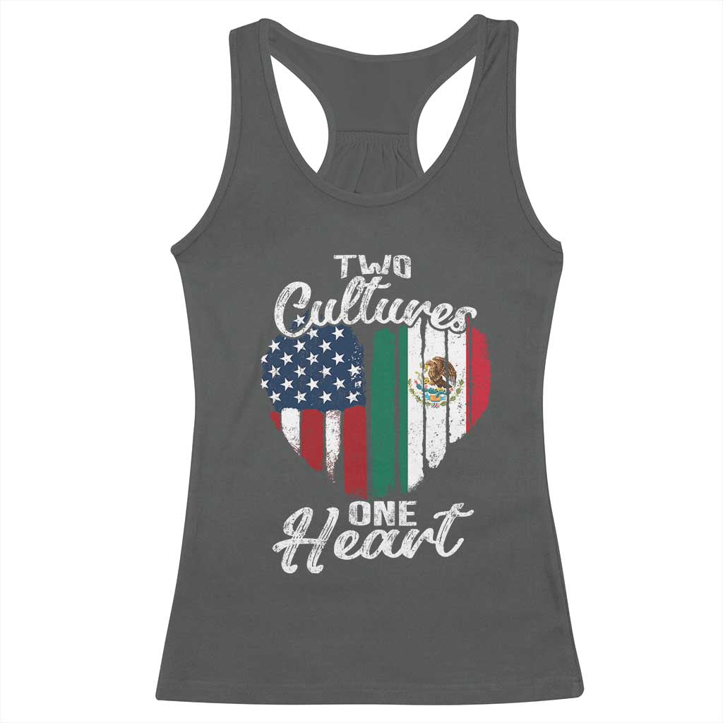Mexican Roots Racerback Tank Top Mexican American Flag Two Cultures One Heart - Wonder Print Shop
