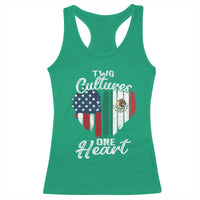 Mexican Roots Racerback Tank Top Mexican American Flag Two Cultures One Heart - Wonder Print Shop