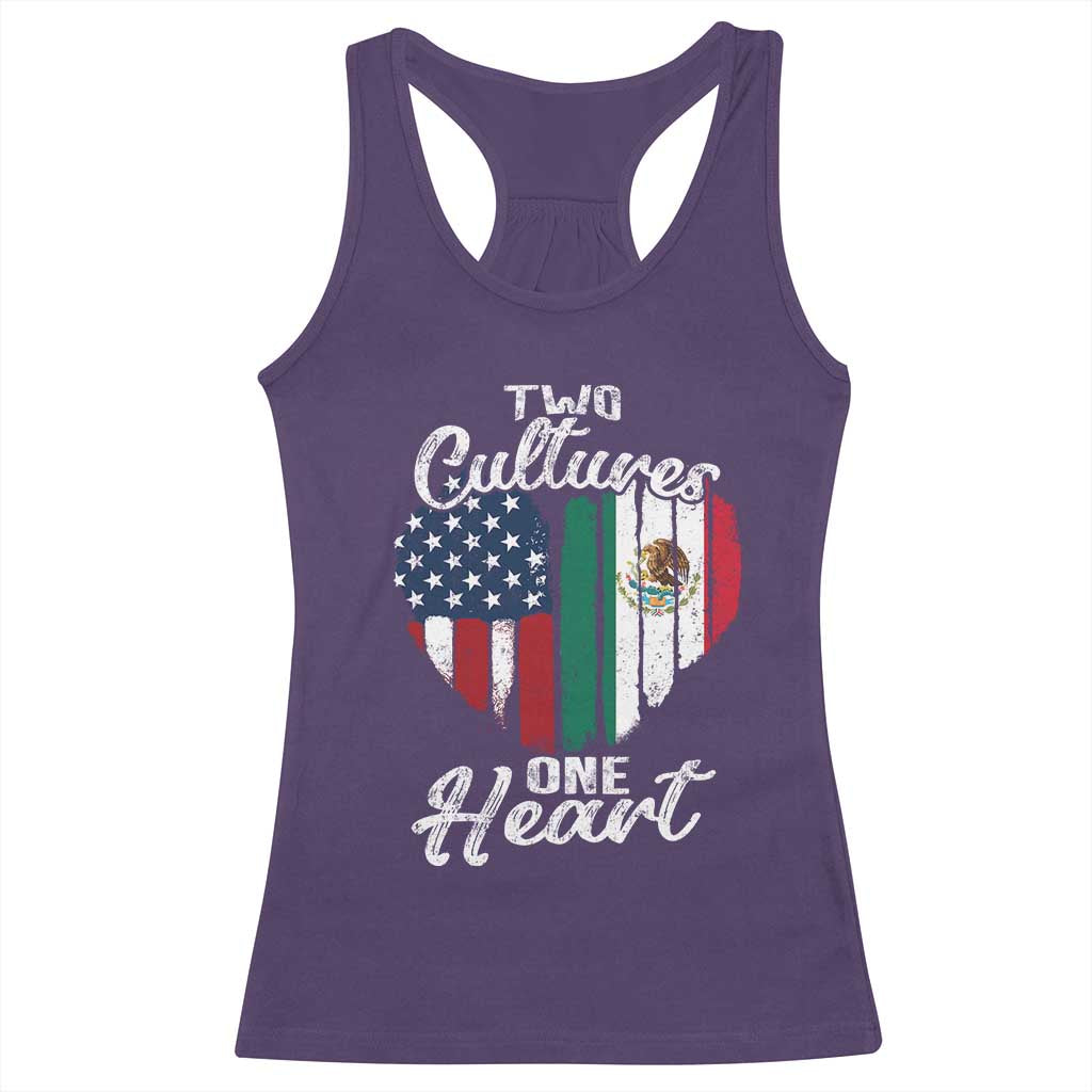 Mexican Roots Racerback Tank Top Mexican American Flag Two Cultures One Heart - Wonder Print Shop