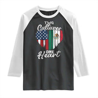 Mexican Roots Raglan Shirt Mexican American Flag Two Cultures One Heart - Wonder Print Shop