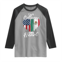 Mexican Roots Raglan Shirt Mexican American Flag Two Cultures One Heart - Wonder Print Shop