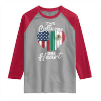 Mexican Roots Raglan Shirt Mexican American Flag Two Cultures One Heart - Wonder Print Shop