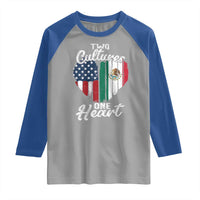 Mexican Roots Raglan Shirt Mexican American Flag Two Cultures One Heart - Wonder Print Shop