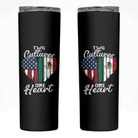 Mexican Roots Skinny Tumbler Mexican American Flag Two Cultures One Heart - Wonder Print Shop