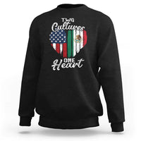Mexican Roots Sweatshirt Mexican American Flag Two Cultures One Heart - Wonder Print Shop